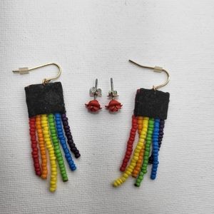 💮 Earrings (2 sets) - hanging and stud flower rose